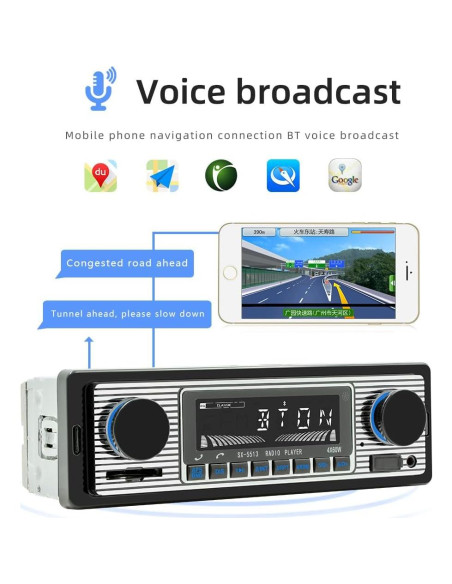 Estéreo de Coche Oeretzrac JSD-5513 Bluetooth Retro 17.78cm