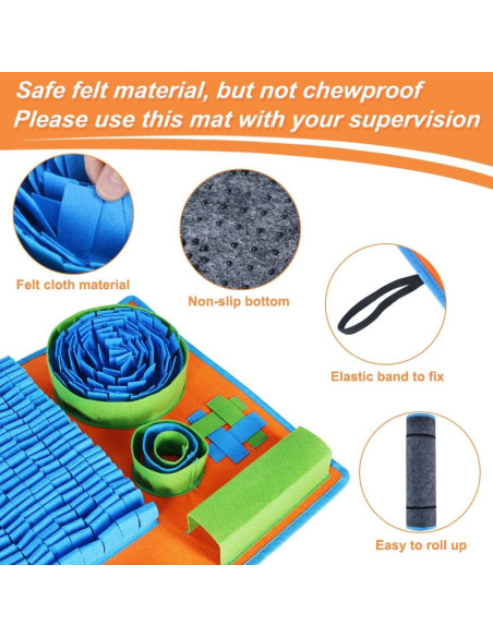 Alfombra de Olfato Vivificante para Perros 66x42cm Azul Verde Naranja