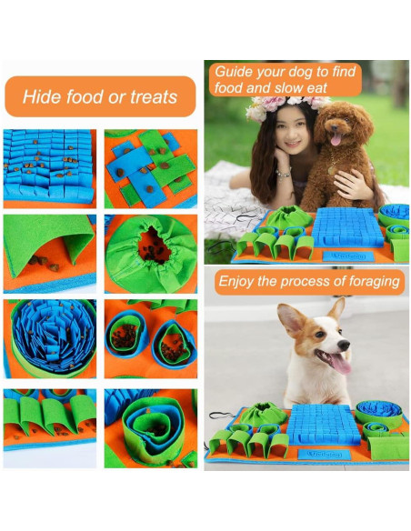 Alfombra de Olfato Vivificante para Perros 66x42cm Azul Verde Naranja