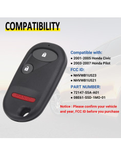 Control Remoto Honda Civic 2001-2005 y Pilot 2003-2007 Vurkcy 2