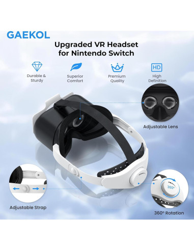 Auriculares VR GAEKOL para Nintendo Switch y OLED con correa Elite