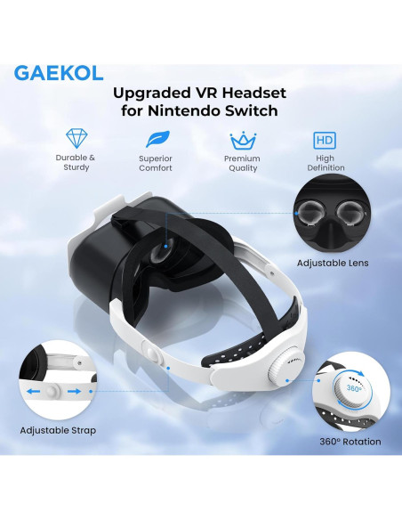 Auriculares VR GAEKOL para Nintendo Switch y OLED con correa Elite