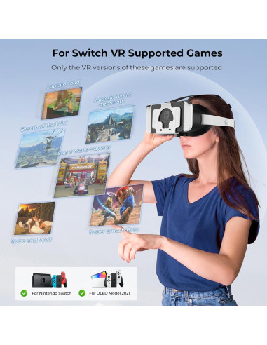 Auriculares VR GAEKOL para Nintendo Switch y OLED con correa Elite