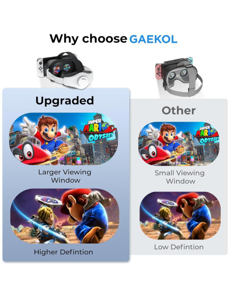 Auriculares VR GAEKOL para Nintendo Switch y OLED con correa Elite