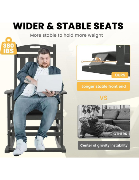 Silla Mecedora LOUNZY HDPE para Exteriores Gris