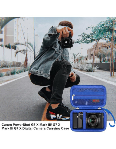 Funda de transporte Elonbo para Canon G7 X Mark III - Azul