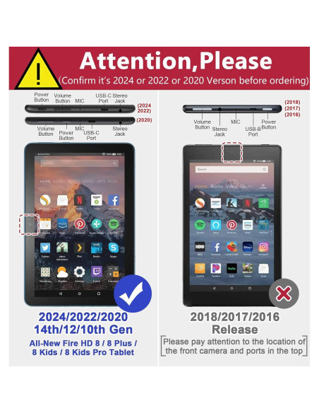 Funda Grifobes para Kindle Fire HD 8/8 Plus 2024/2022/2020 Funda Grifobes para Kindle Fire HD 8/8 Plus 2024/2022/2020
