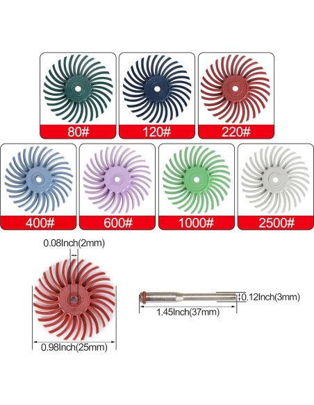 Kit de discos de cepillo radial 42 piezas FPPO 2,54 cm