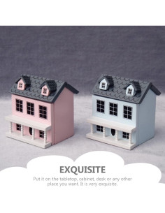 Kit Casa de Muñecas Miniatura Toyvian 18x16x13cm Azul 2