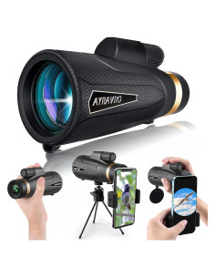 Telescopio Monocular AYRAVIIO 12x60 con Soporte y Trípode