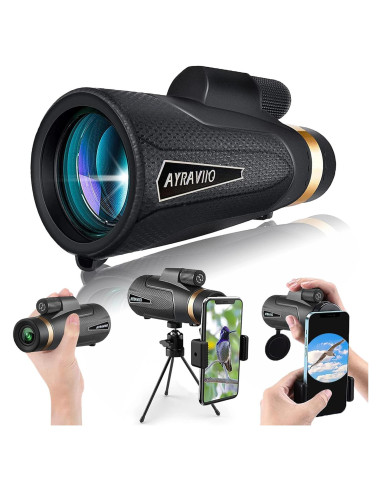 Telescopio Monocular AYRAVIIO 12x60 con Soporte y Trípode
