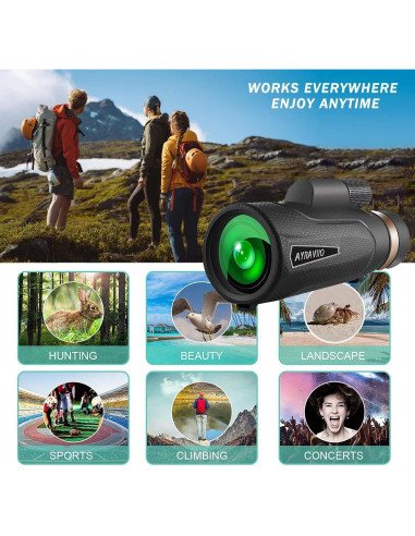Telescopio Monocular AYRAVIIO 12x60 con Soporte y Trípode
