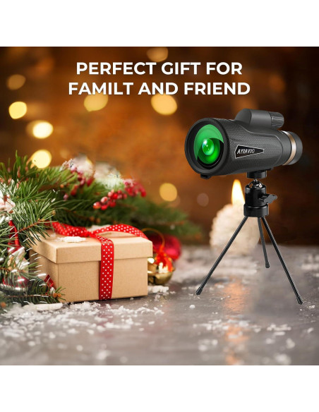 Telescopio Monocular AYRAVIIO 12x60 con Soporte y Trípode