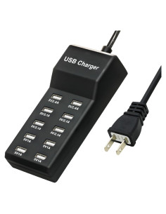 Cargador USB 50W Dongguan 10 Puertos Inteligentes Negro
