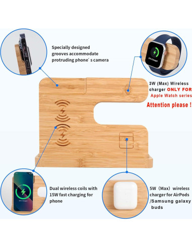 Estación de Carga Inalámbrica 3 en 1 Xunhomon para iPhone