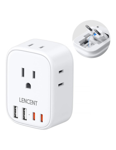 Adaptador de Enchufe de Viaje LENCENT Tipo C 8 en 1