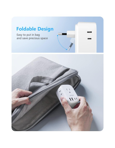 Adaptador de Enchufe de Viaje LENCENT Tipo C 8 en 1