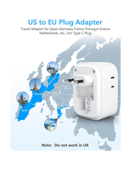 Adaptador de Enchufe de Viaje LENCENT Tipo C 8 en 1