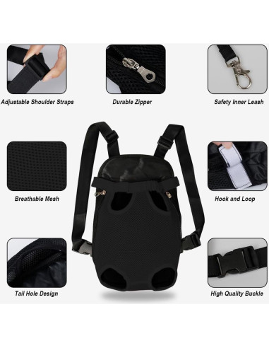 Mochila Transportadora para Perros FEimaX Pequeña Negra