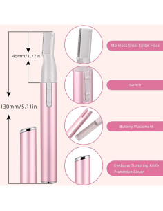 Afeitadora Eléctrica de Cejas Chumia Mini Rosa y Negro 2
