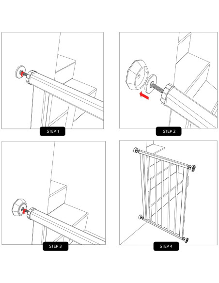 Protector de Pared ICERO para Puertas de Bebé - 4 Copas Blancas