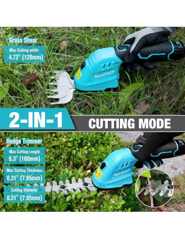 Cortadora de Setos Inalámbrica DURATECH 12V 2-en-1