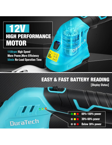 Cortadora de Setos Inalámbrica DURATECH 12V 2-en-1