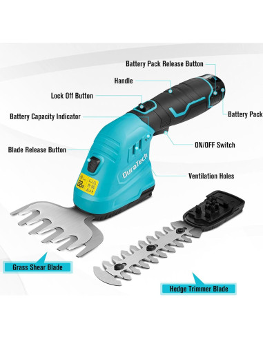 Cortadora de Setos Inalámbrica DURATECH 12V 2-en-1