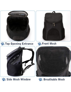 Mochila Transportadora para Perros YINGJEE Negra 32.77cm 2