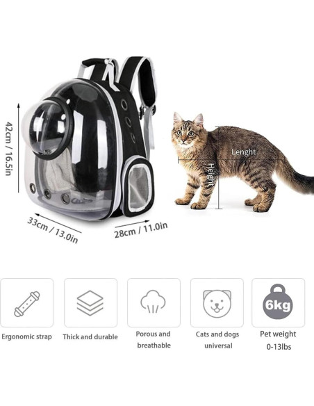 Mochila Transportadora Espacial Sipobuy para Mascotas 42x33x28cm