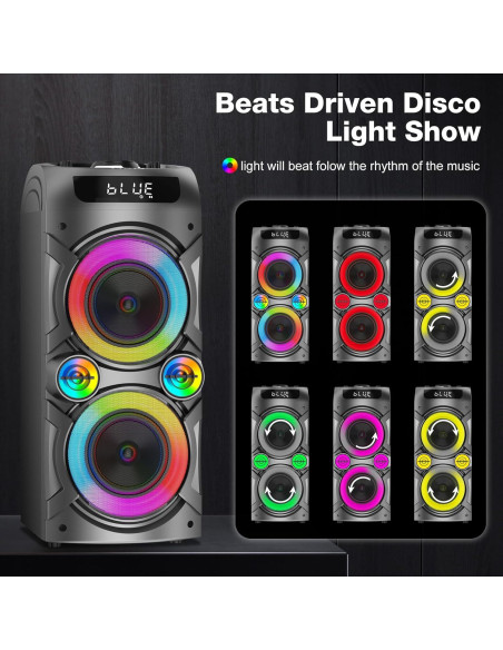 Altavoz Bluetooth A93 100W Portátil con Subwoofer y LED