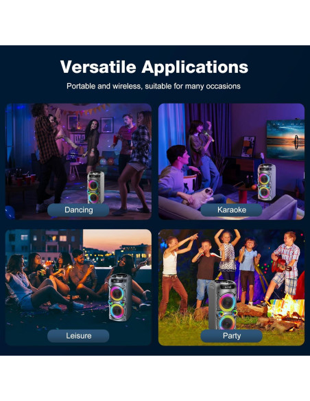Altavoz Bluetooth A93 100W Portátil con Subwoofer y LED
