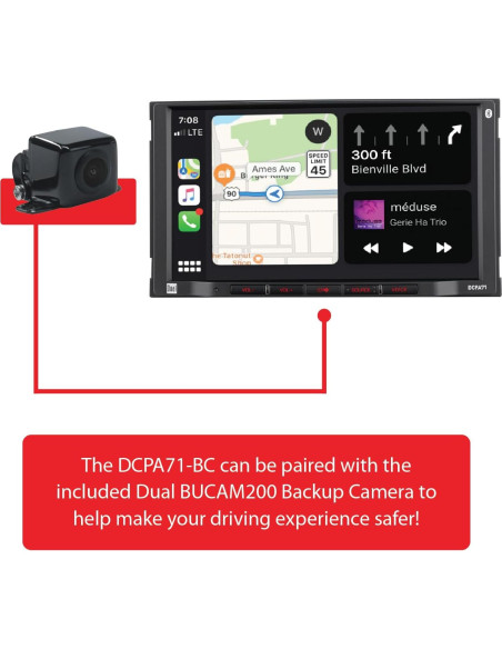 Estéreo Doble DIN Dual Electronics 7" con Carplay y Cámara