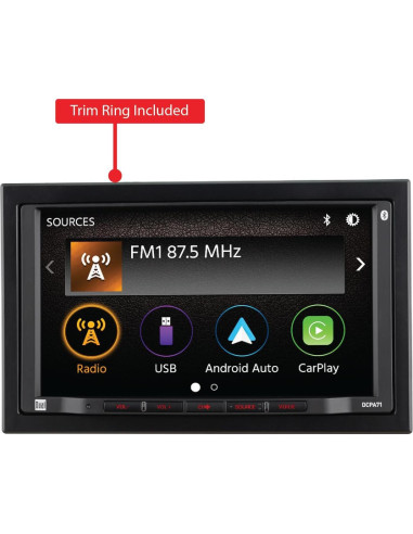 Estéreo Doble DIN Dual Electronics 7" con Carplay y Cámara