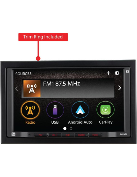 Estéreo Doble DIN Dual Electronics 7" con Carplay y Cámara