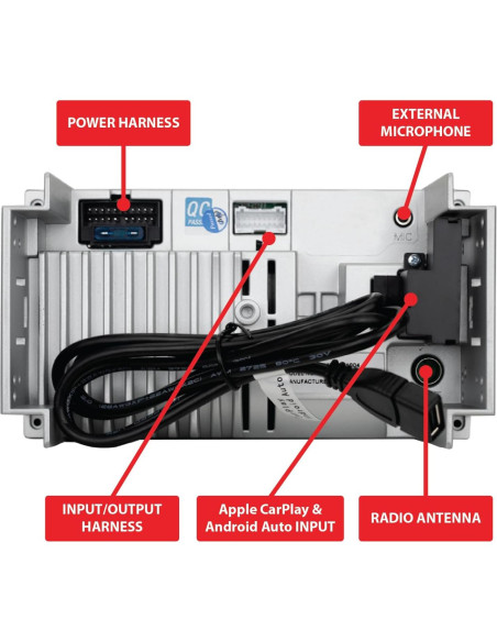 Estéreo Doble DIN Dual Electronics 7" con Carplay y Cámara