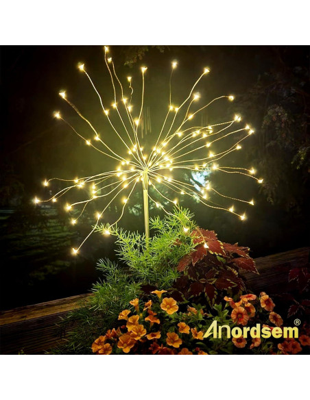 Luces Solares Anordsem 2 Paquete LED 120 para Jardín Luces Solares Anordsem 2 Paquete LED 120 para Jardín