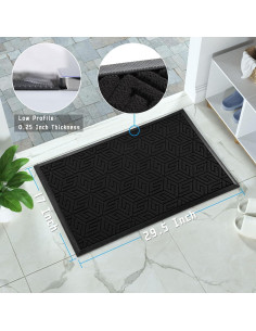 Felpudo Yimobra 43x75 cm Antideslizante Impermeable Negro 2