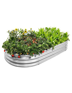 Cama de Jardín Elevada AHEONLAR Ovalada 121,92x60,96cm Plata