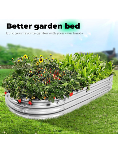 Cama de Jardín Elevada AHEONLAR Ovalada 121,92x60,96cm Plata