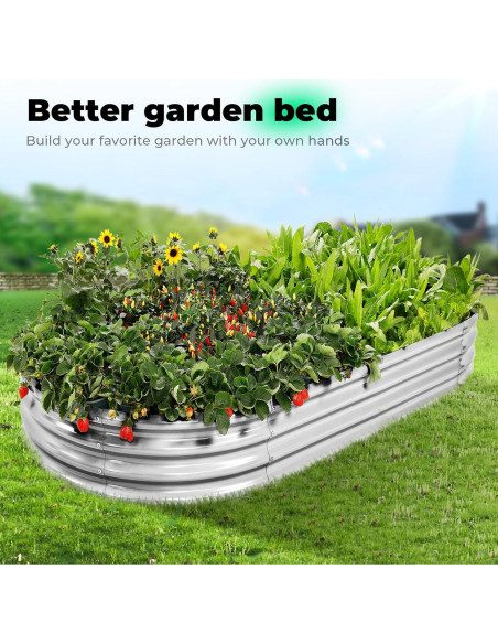 Cama de Jardín Elevada AHEONLAR Ovalada 121,92x60,96cm Plata