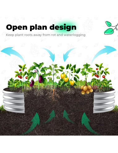 Cama de Jardín Elevada AHEONLAR Ovalada 121,92x60,96cm Plata