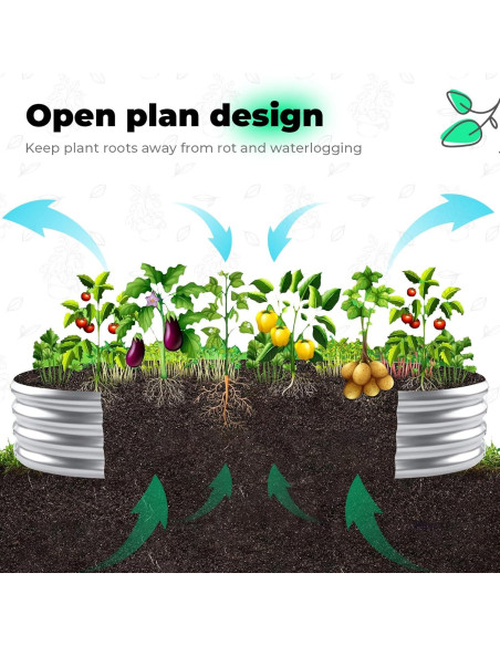 Cama de Jardín Elevada AHEONLAR Ovalada 121,92x60,96cm Plata