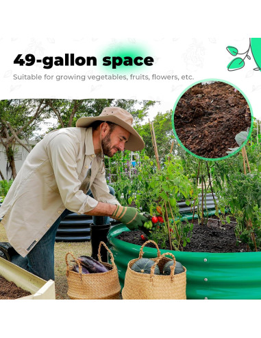 Cama de Jardín Elevada AHEONLAR Ovalada 121,92x60,96cm Plata