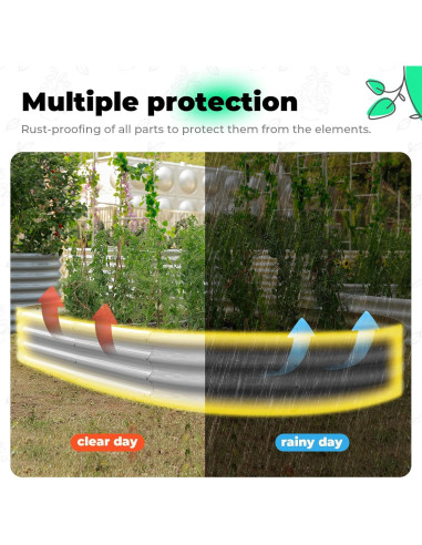 Cama de Jardín Elevada AHEONLAR Ovalada 121,92x60,96cm Plata