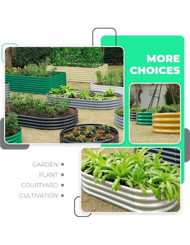 Cama de Jardín Elevada AHEONLAR Ovalada 121,92x60,96cm Plata