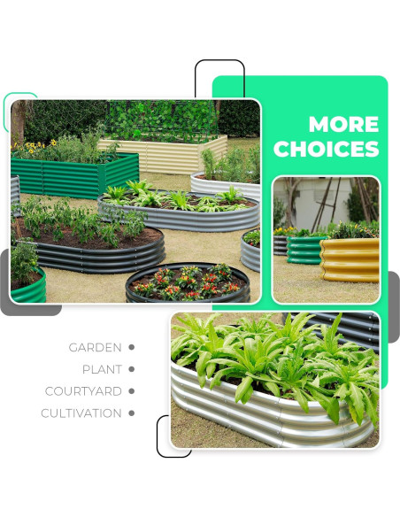 Cama de Jardín Elevada AHEONLAR Ovalada 121,92x60,96cm Plata