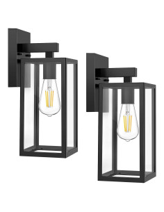 Aplique de Pared Exterior MAXvolador 2 Pack Negro Vidrio Templado