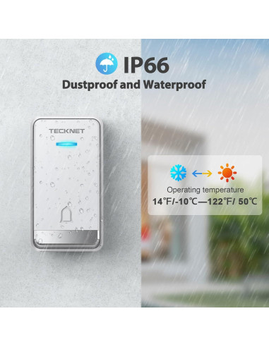 Timbre Inalámbrico TECKNET TK-WD003 400m Autoalimentado