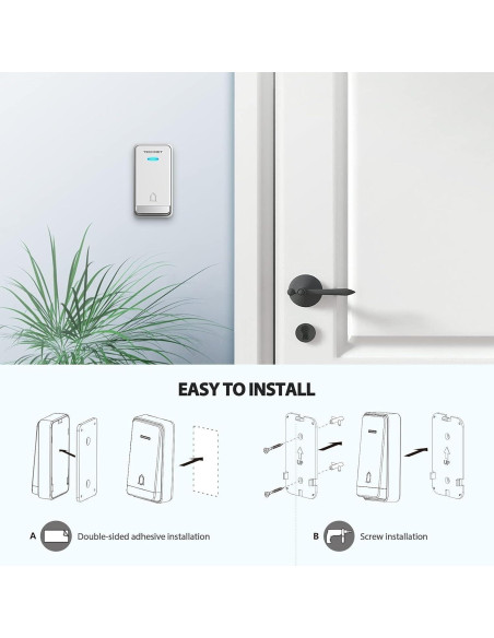 Timbre Inalámbrico TECKNET TK-WD003 400m Autoalimentado